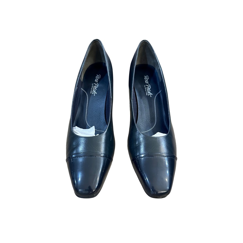 Rose Petals by Walking Cradles Navy Leather‎ Cap Toe Heels Women Size 10 Narrow - Picture 2 of 14